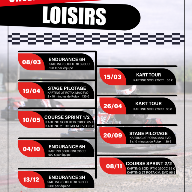 Calendrier loisirs 2026 !